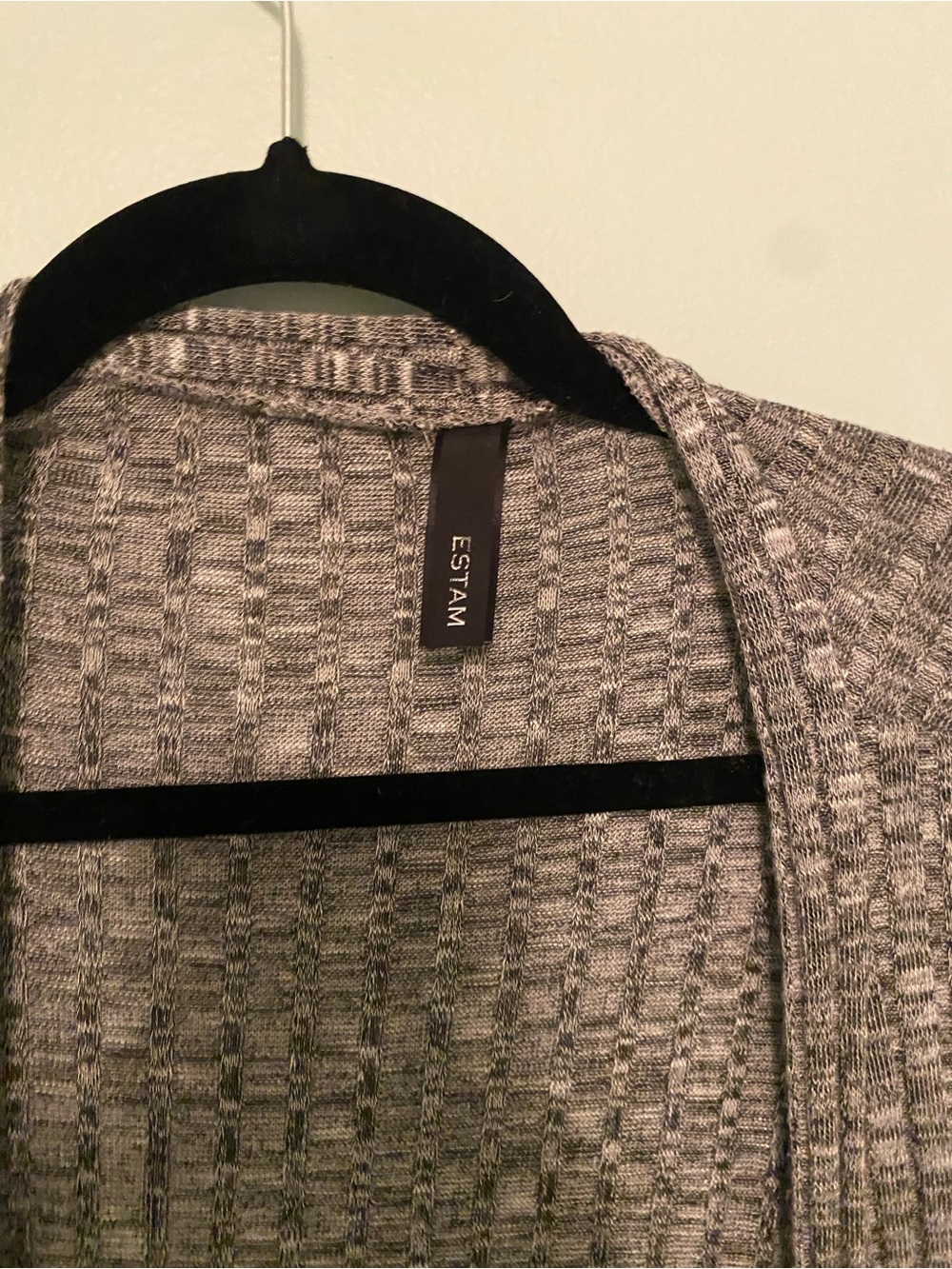 Gray Ribbed Open Long Cardigan - Picture 3 of 6